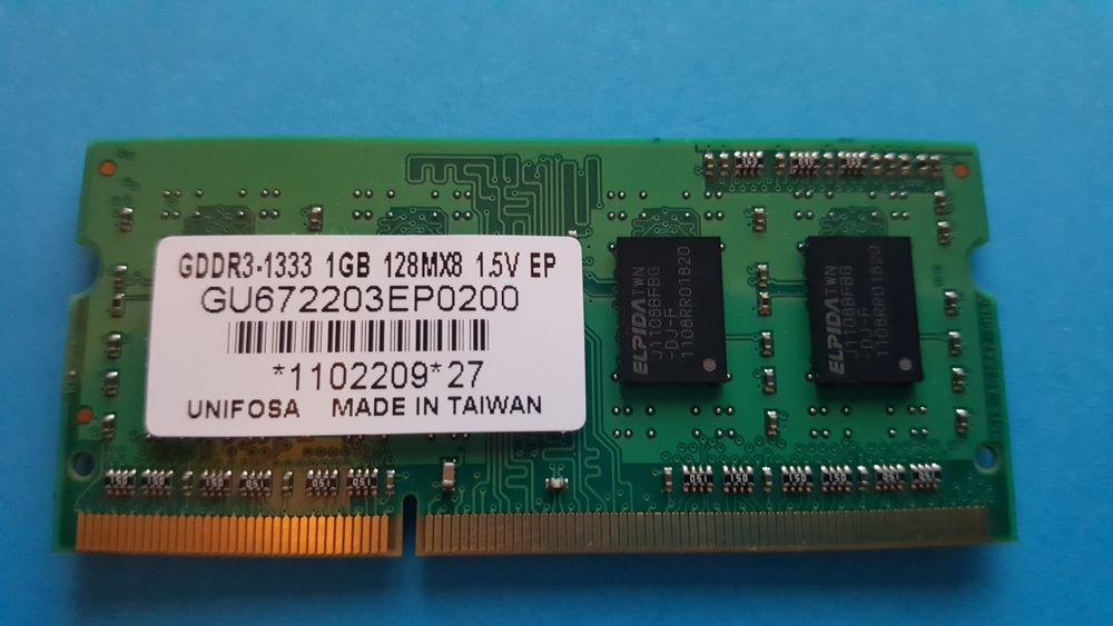 SODIMM UNIFOSA ELPIDA 1GO DDR3 1333MHz 128MX8 GU672203EP0200 Matériel informatique