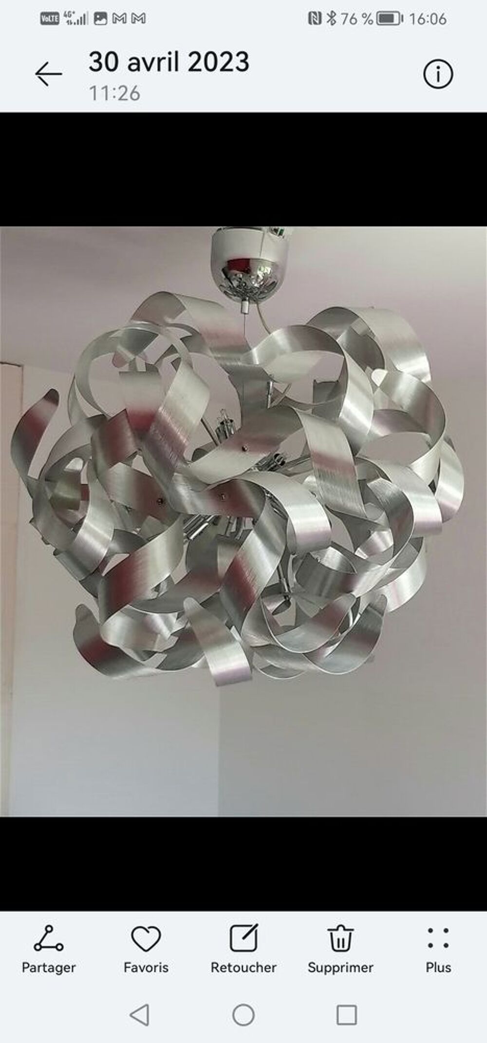 Luminaire boule aluminium 80 cm Décoration