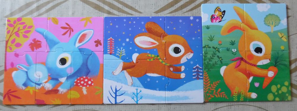 PRIMO PUZZLE 3 PUZZLES LAPINS SJECO SERVI 2 FOIS COMME NEUF Jeux / jouets
