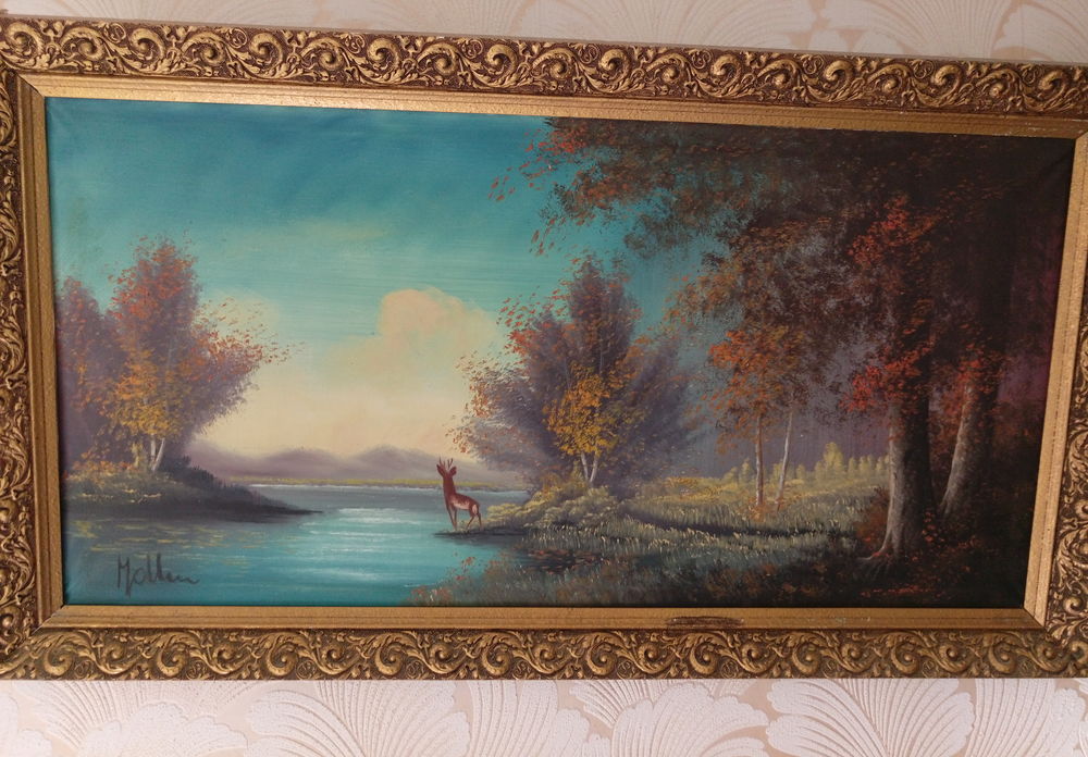 Tableau peinture &agrave; l'huile sign&eacute; Mollin 