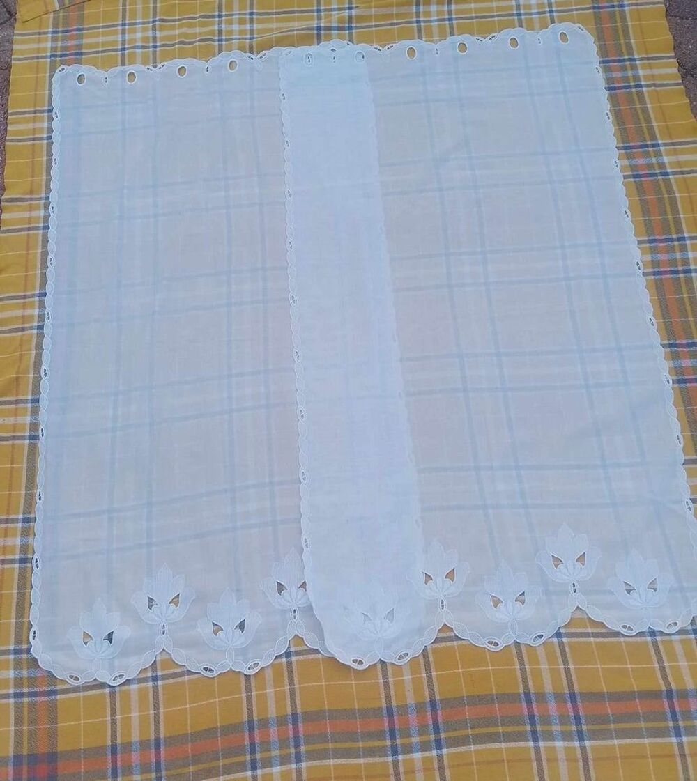 1 Paire de Vitrages "Blanc" avec Imprim&eacute; Floral 120x 64,5 cm Décoration