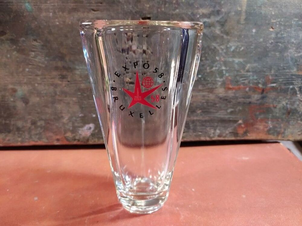 Verre Bi&egrave;re &Eacute;maill&eacute; Exposition Universelle Bruxelles 1958 