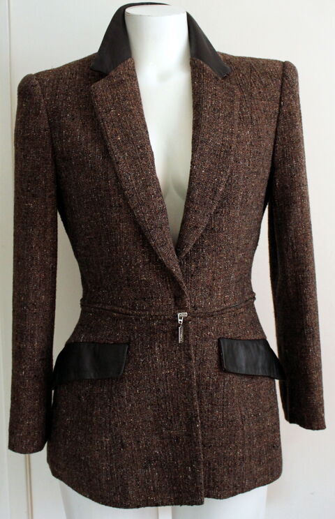 Veste zippée modulable empiècements cuir CLAUDE MONTANA 1990 100 Issy-les-Moulineaux (92)