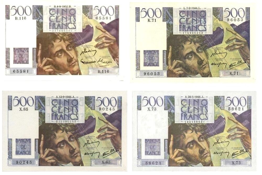  F 34 LOT DE 4 BILLETS 500 F CHATEAUBRIAND NEUFS 