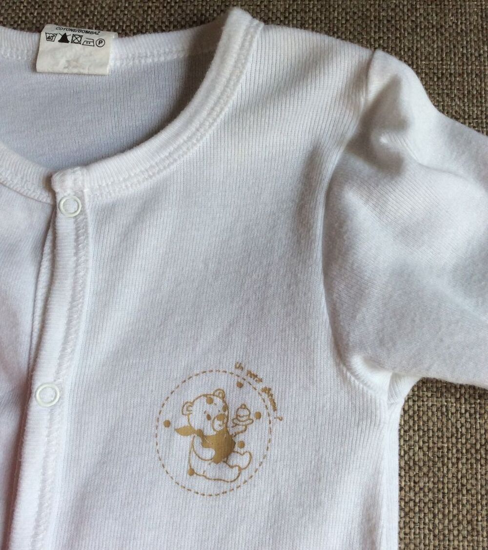 Grenouill&egrave;re / Pyjama blanc motif nounours 3 mois Vêtements enfants