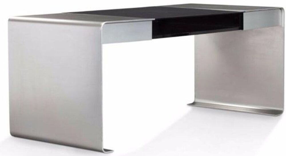 Bureau design ann&eacute;es 70 en acier bross&eacute; du go&ucirc;t de M. Boyer Meubles