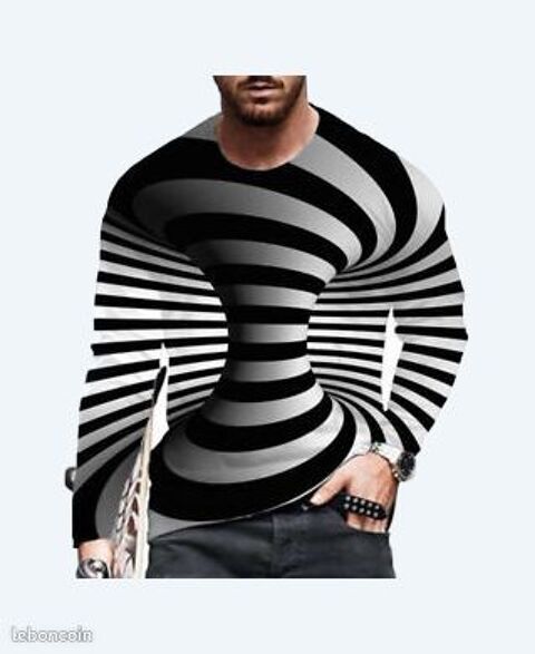 tee shirt longue manche taille XXXL; illusion optIQUE 26 Rambouillet (78)