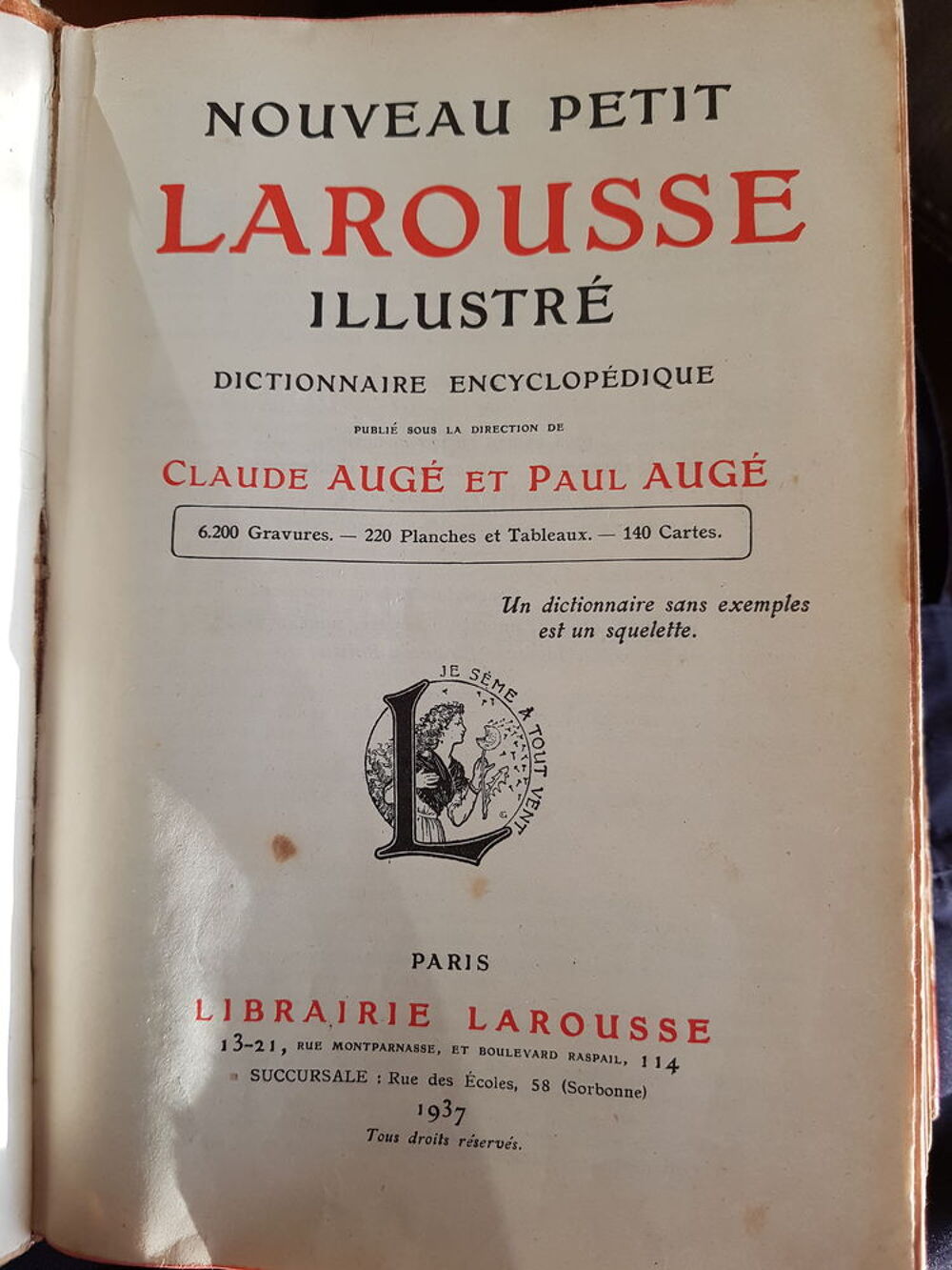 Dictionnaire LAROUSSE 1937 Livres et BD