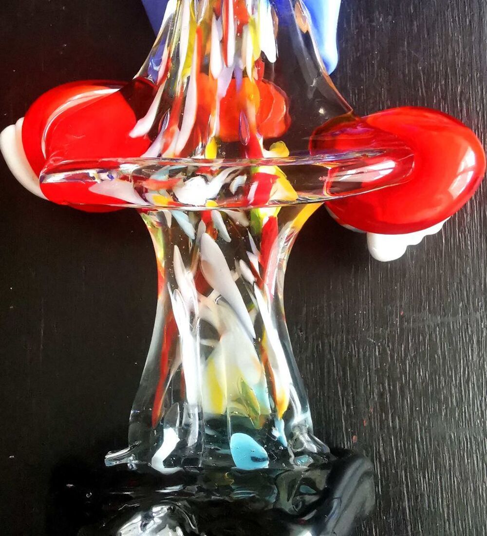 2 Clowns verrerie Murano (Venise) de 26 cm de haut Décoration
