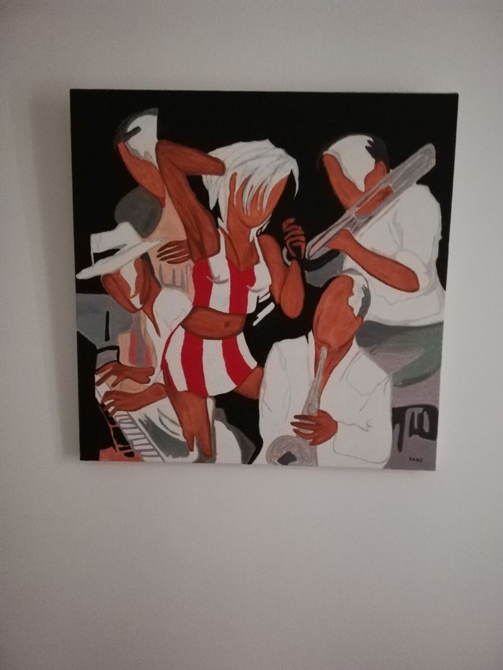 TABLEAU A L HUILE SUR TOILE COTON ORCHESTRE MODERNE Décoration