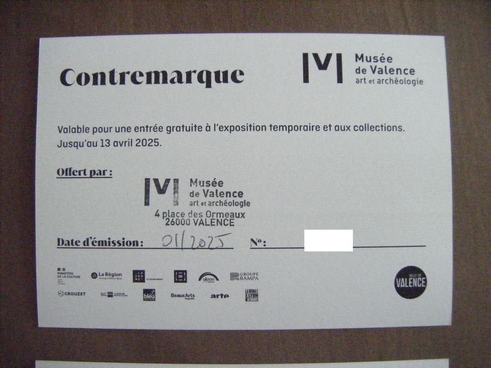2 places Mus&eacute;e de Valence " Jaume Plensa. &Ecirc;tre l&agrave;. " (4 mai) Billetterie
