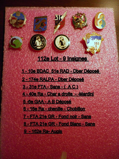 INSIGNES ARTLLERIES 0 Dunkerque (59)