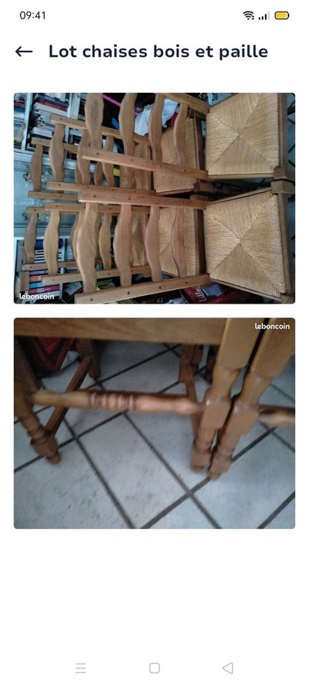 Lot de 6 belles chaises paill&eacute;es Meubles