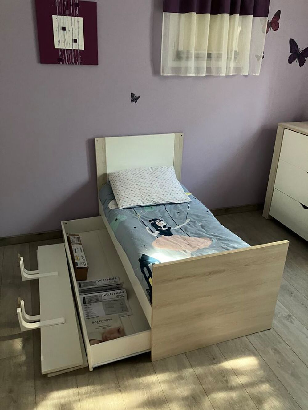 Chambre duo &eacute;volutive Sauthon Tipee + plan &agrave; langer Mobilier enfants