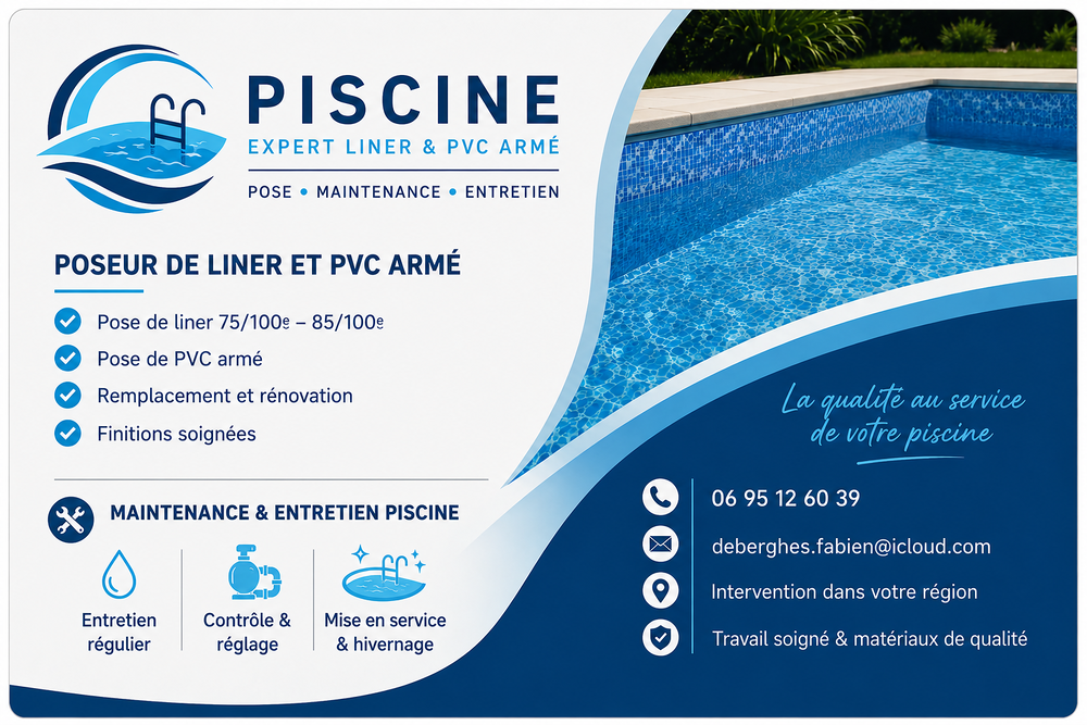   Pose de liner et PVC armé pour piscine + entretien 