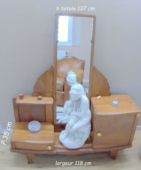 Coiffeuse art dco en bois avec miroir 250 Bgles (33)