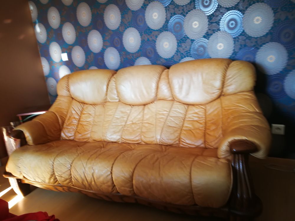 Canap&eacute; 3places en cuir + 2 fauteuils Meubles