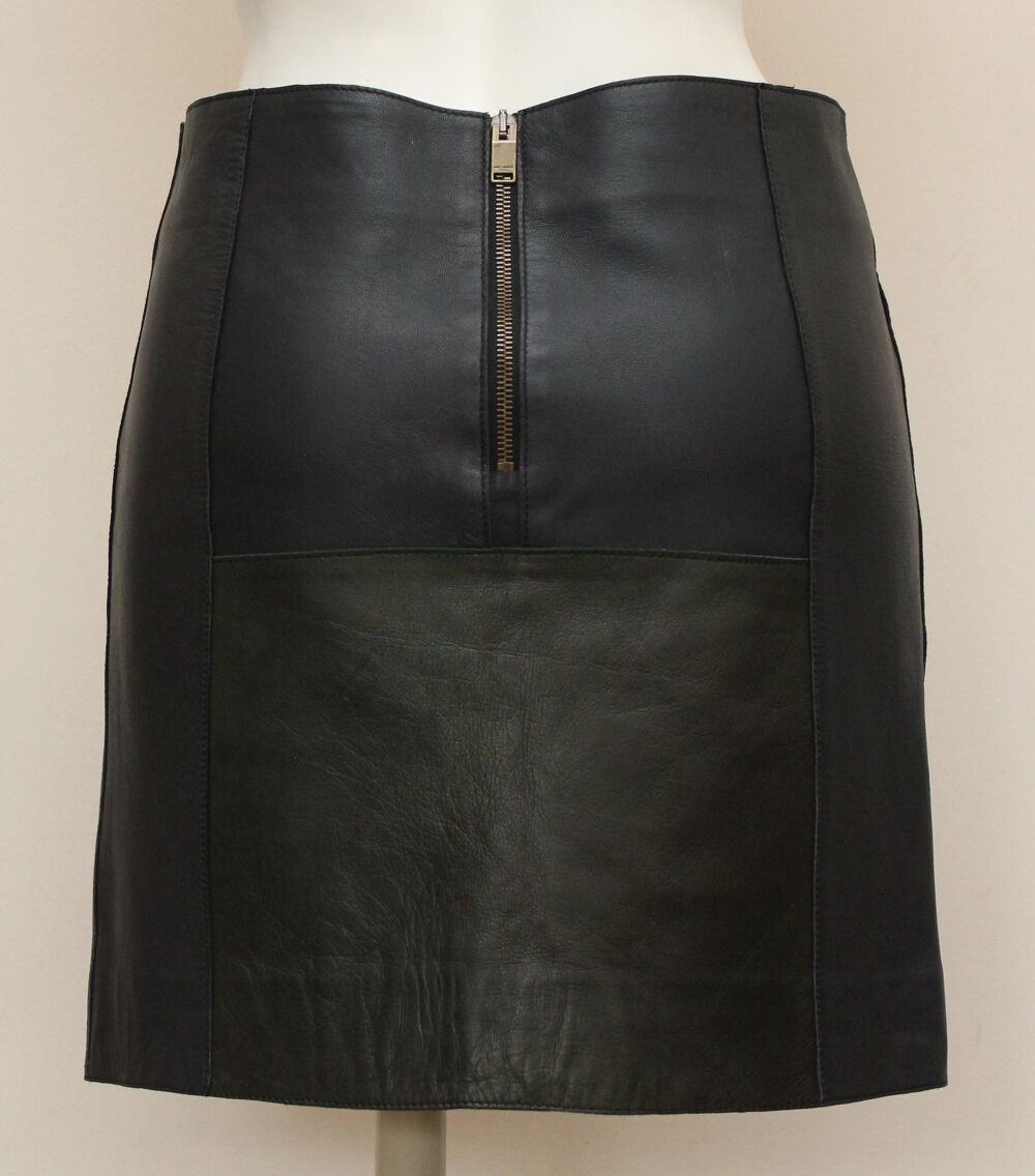 Jupe cuir marine et vert SAINT LAURENT T.40 Fr Vêtements