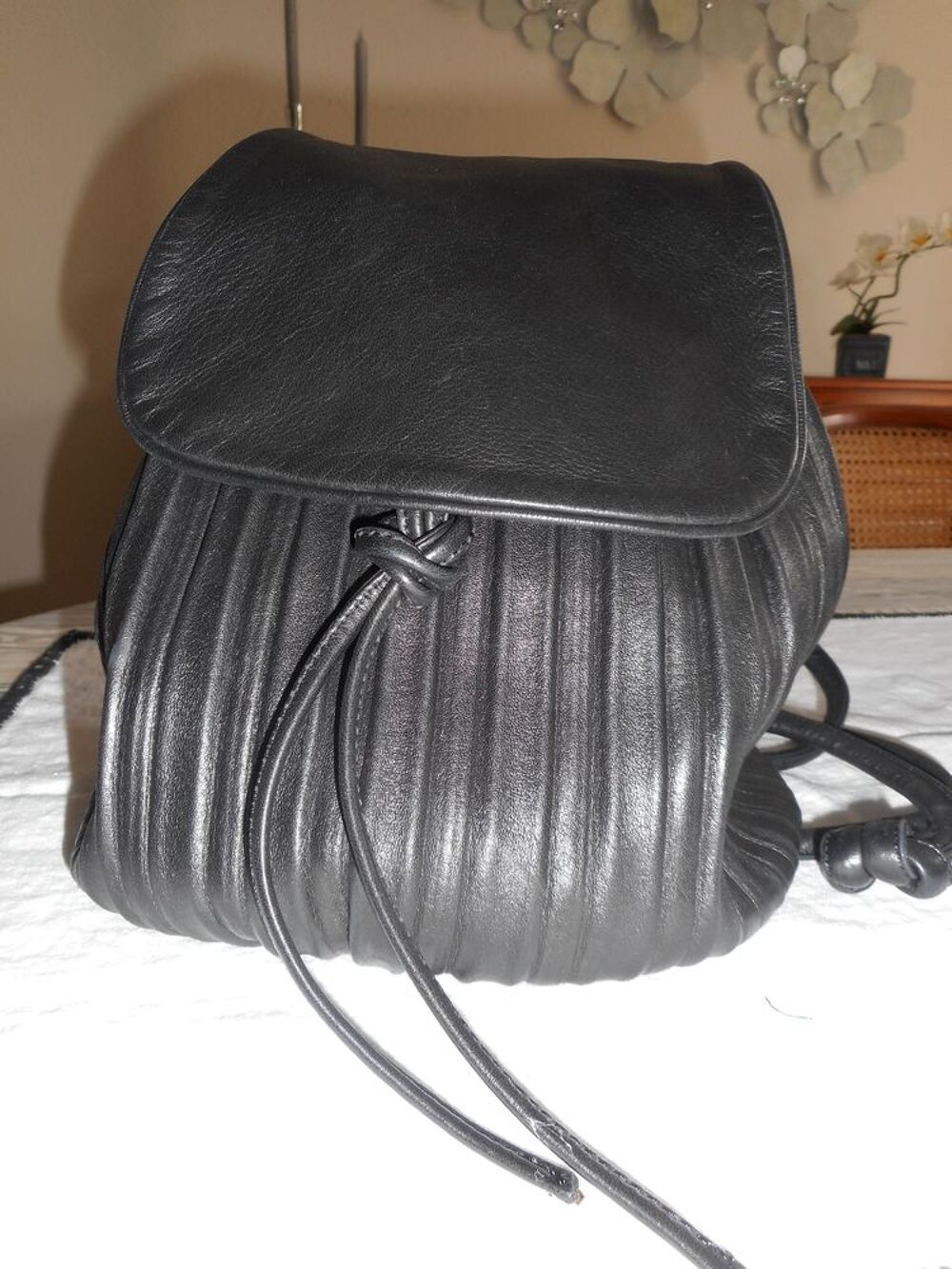 SAC CUIR D'AGNEAU PLISSE NOIR GIORGIO ARMANI Maroquinerie