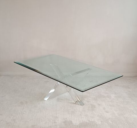 Sculpturale table basse design 1970'S en lucite et verre  480 Crteil (94)