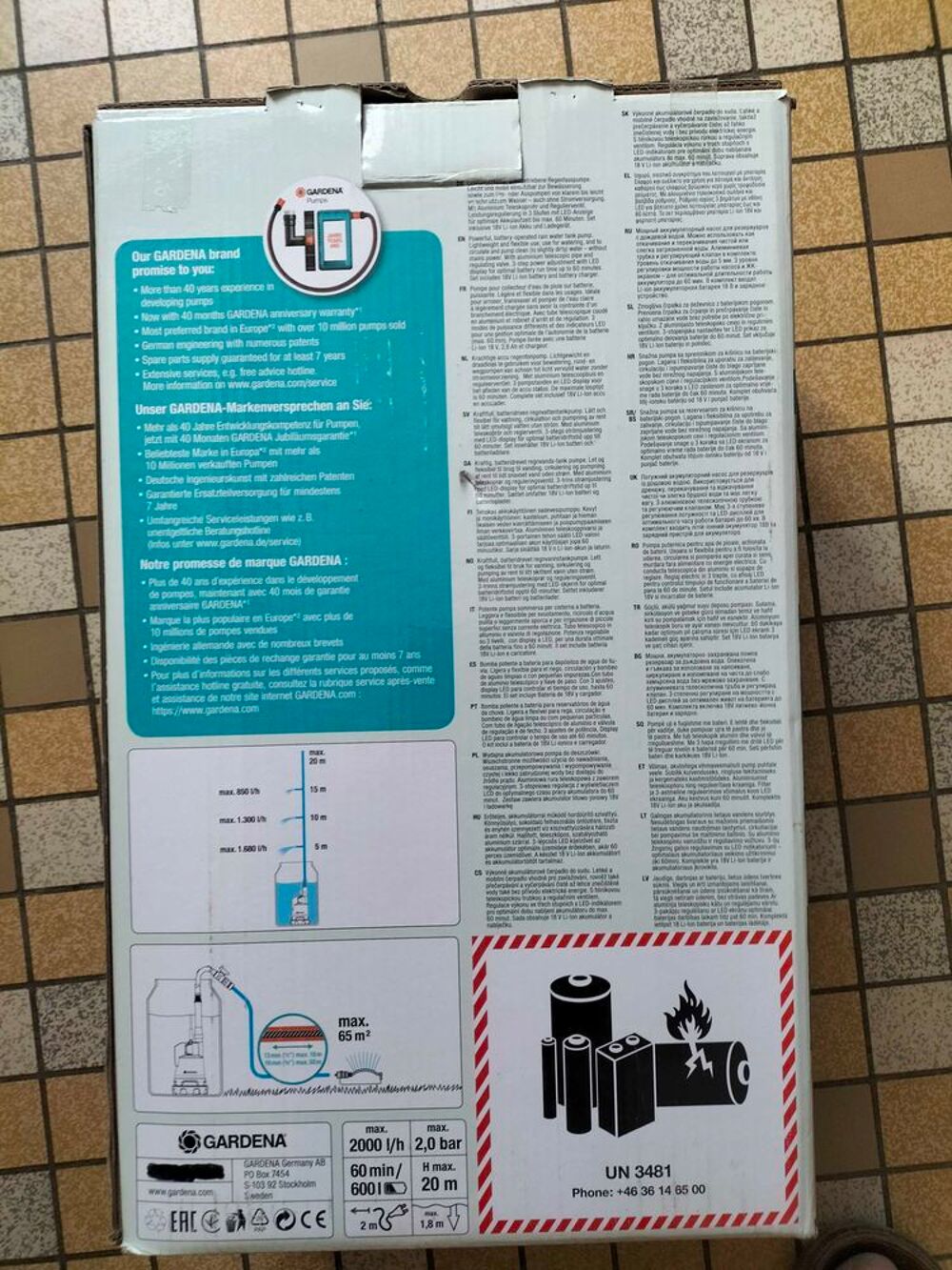 pompe sur batterie gardena neuve Jardin