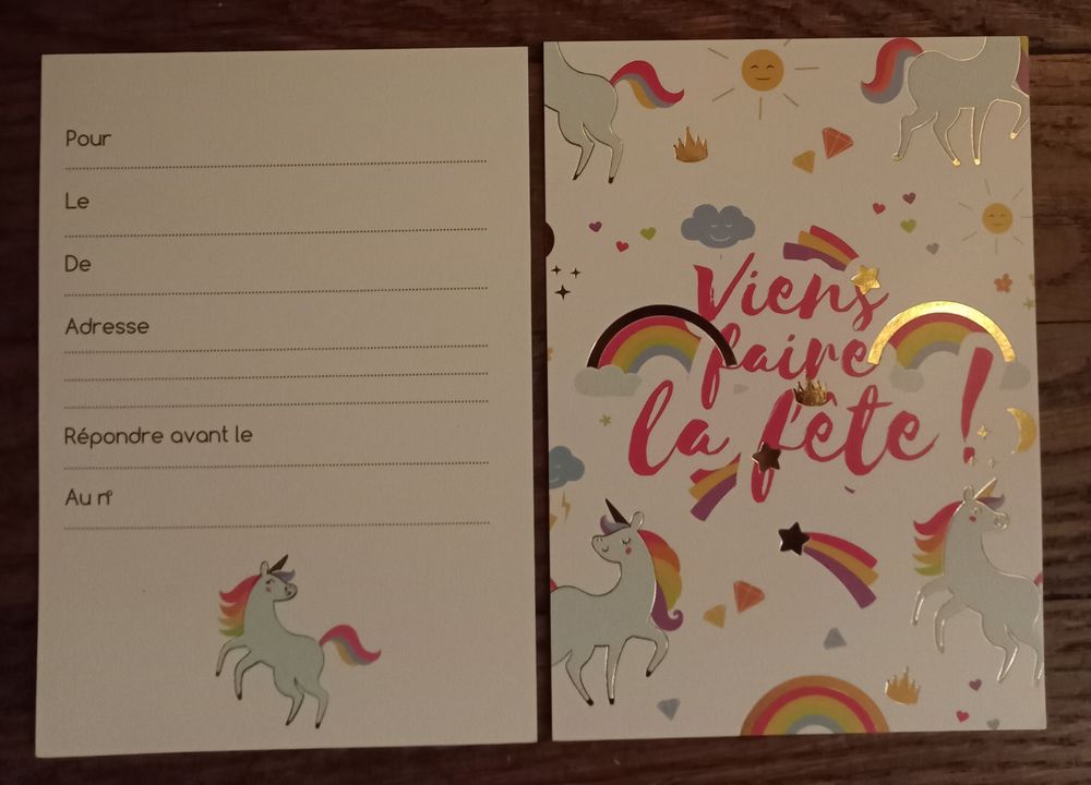 6 cartes d'invitation Décoration