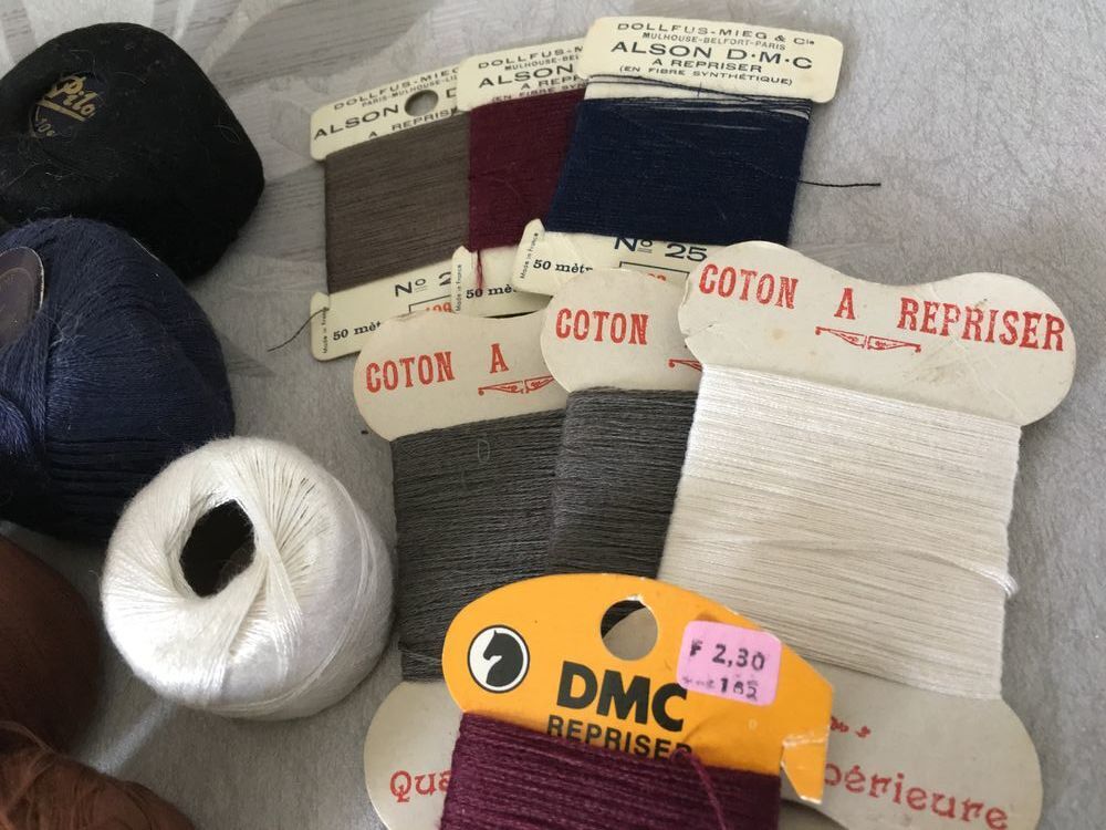  BOBINES anciennes et CARTES de FIL ou COTON &agrave; REPRISER Bricolage