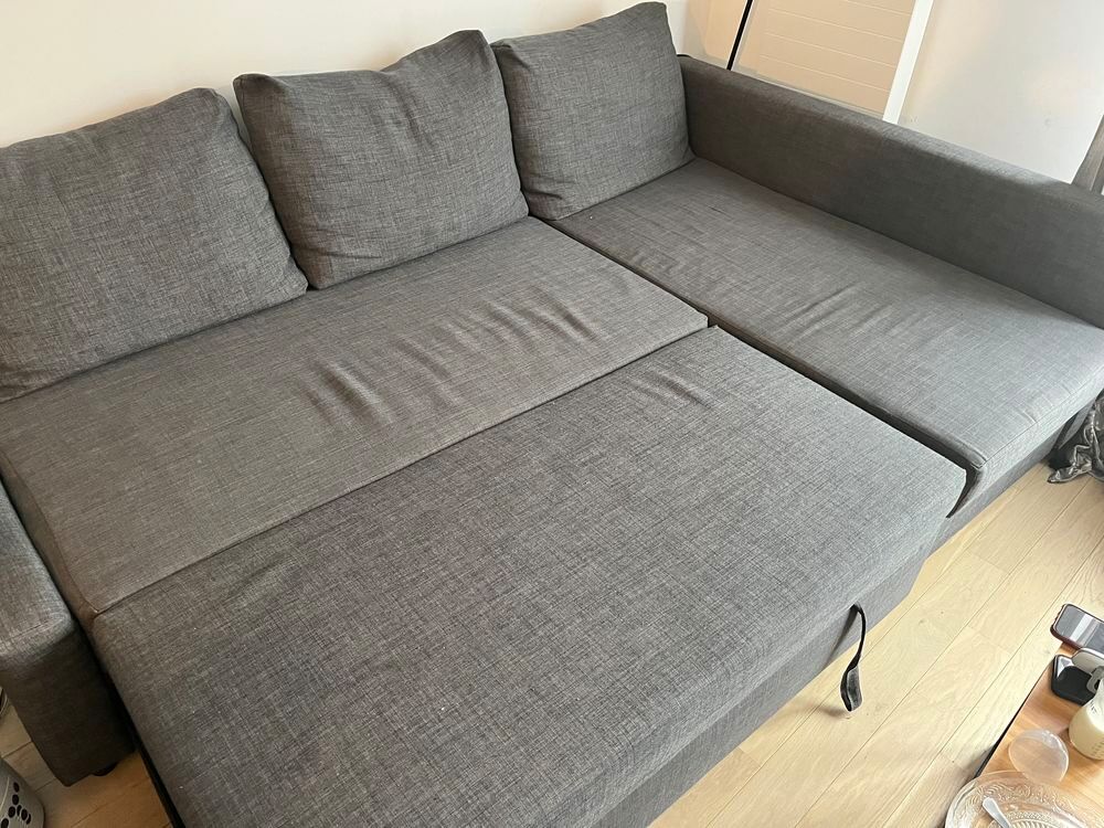 FRIHETEN Canap&eacute; convertible angle+rangement, Skiftebo gris Meubles