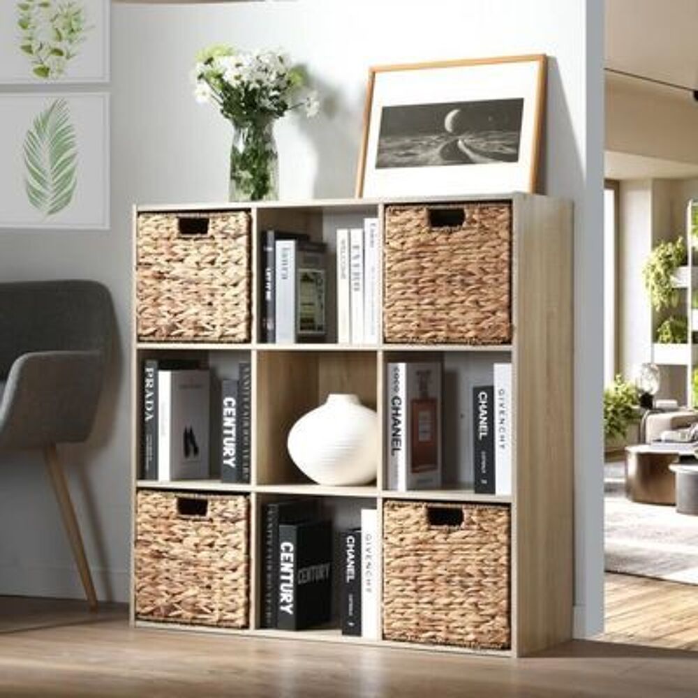 Meuble de de rangement contemporain effet ch&ecirc;ne. Meubles