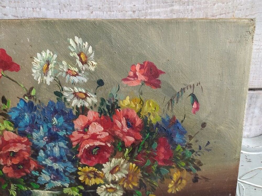 Tableau Bouquet de fleurs Printani&egrave;res Sign&eacute; Louis Andrey
