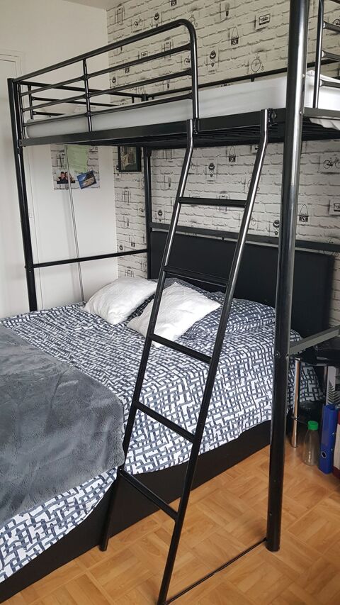 Lit haut 80 x 190 noir 1 personne 50 Limeil-Br�vannes (94)