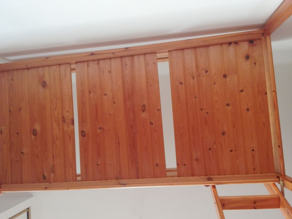 Lit mezzanine en pin massif une place Meubles