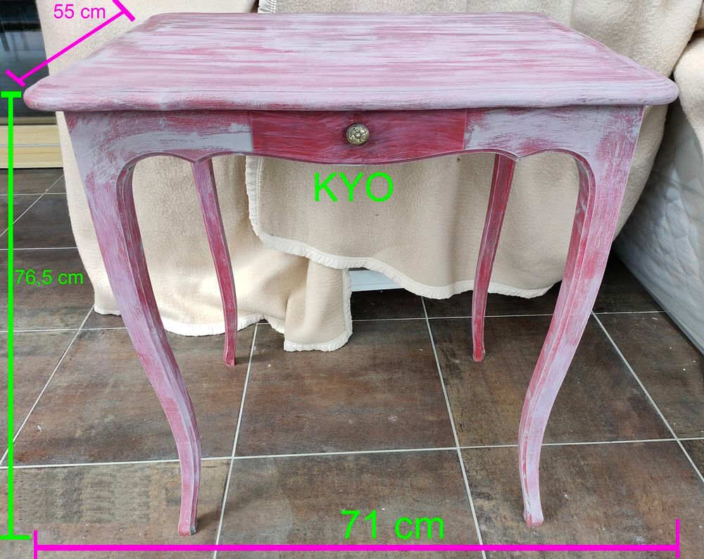 Table d&eacute;corative rectangulaire bois rose, tiroir coiffeuse Meubles