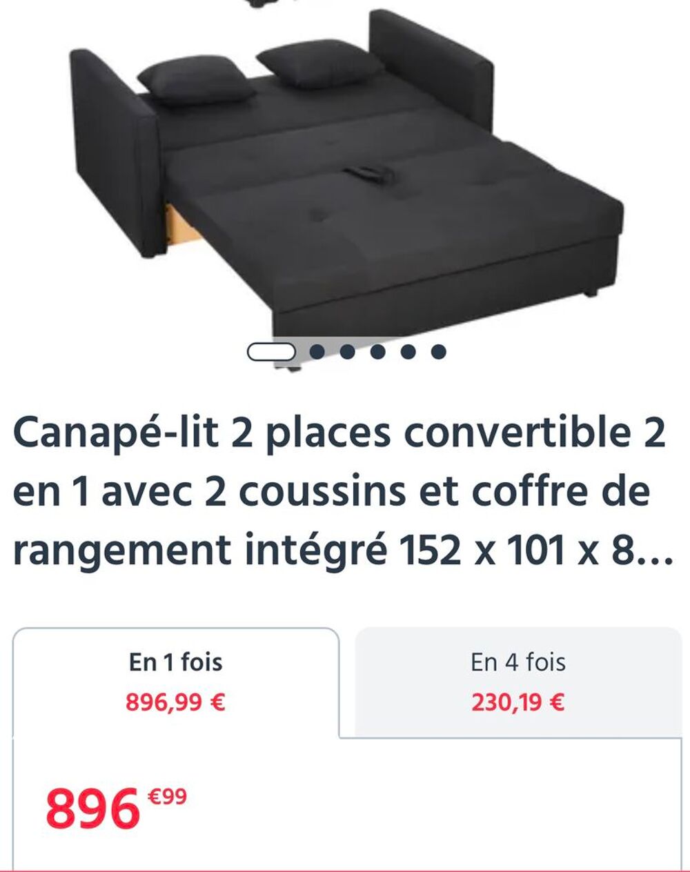 Canap&eacute; 152 convertible neuf avec coffre de rangement Meubles