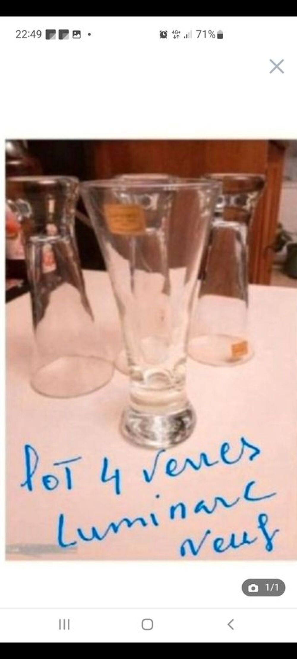 lot 4 verres &agrave; pastis luminarc ( NEUF) Cuisine