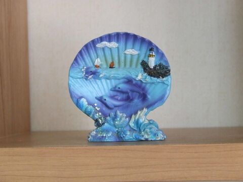Coquillage en plâtre peint décoratif, Bleu, TBE 1 Bagnolet (93)