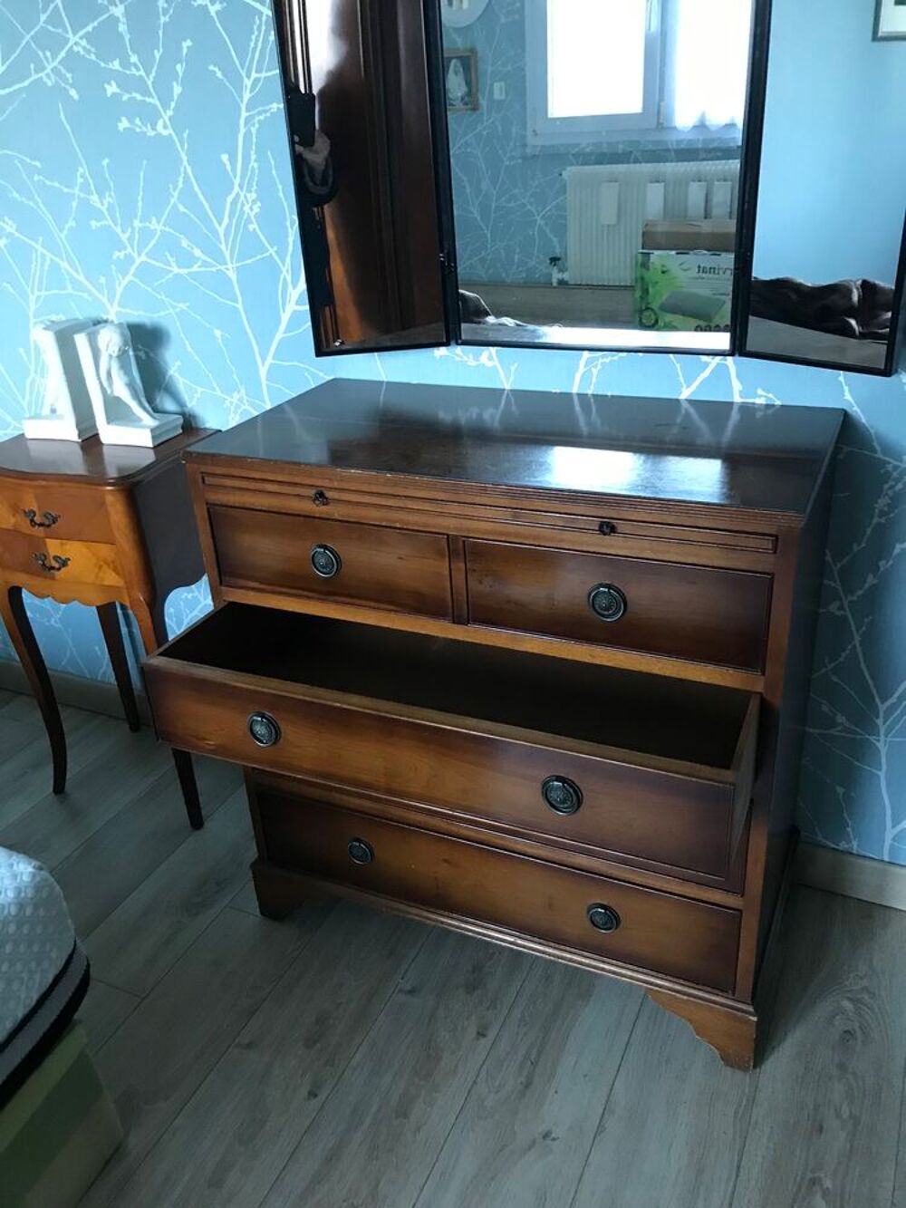 Commode bois massif 4 tiroirs + tablette Meubles