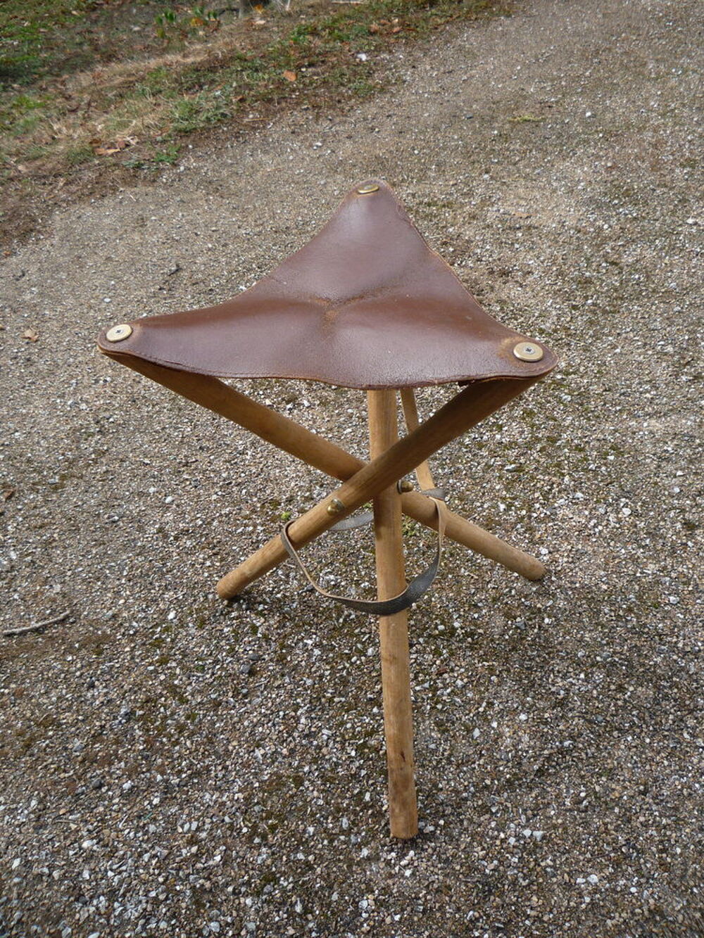 Si&egrave;ge pliable cuir et bois/chasse/p&ecirc;che/camping Sports