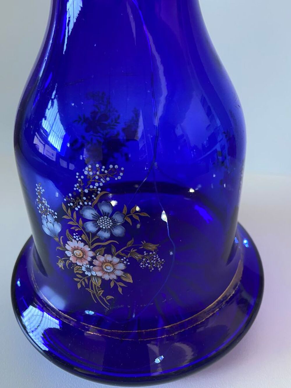Atypique Gros Vase Photophore Verre &Eacute;pais Bleu Cobalt D&eacute;co 