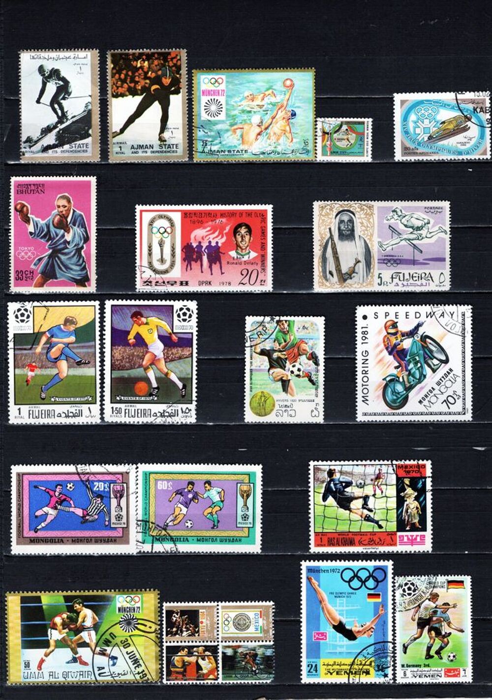 lot de 43 timbres du MONDE sur les SPORTS 