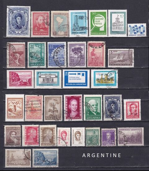 34 timbres d'ARGENTINE 2 Les glisottes-et-Chalaures (33)