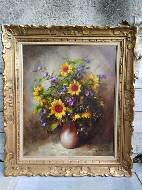  Tableau Bouquet Fleurs Signé P. Sorel Cadre Montparnasse 
250 Loches (37)