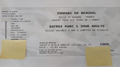 2 billets zoo de Beauval non datés 32 Besançon (25)