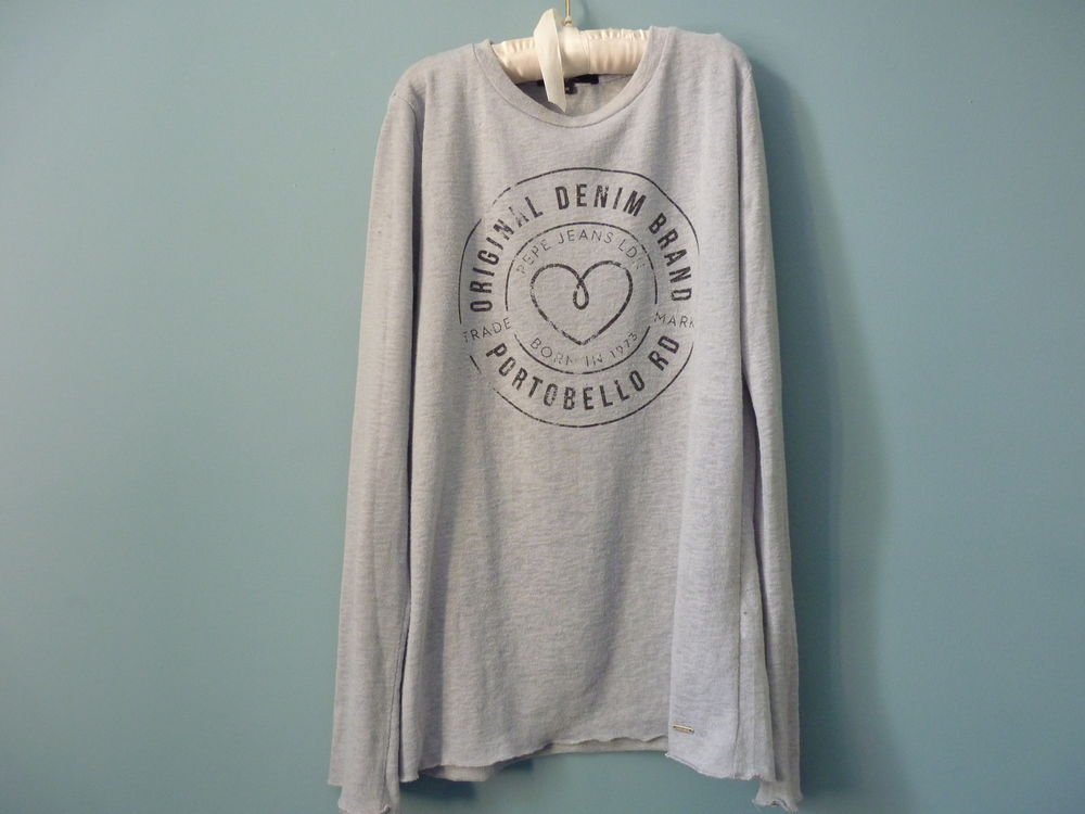 t-shirt pull ML pepe jeans fille gris XS 16 ans TBE Vtements