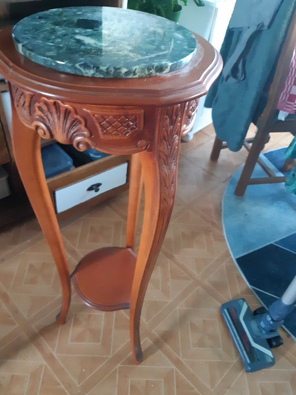tr&egrave;s jolie console en merisier et marbre vert Décoration