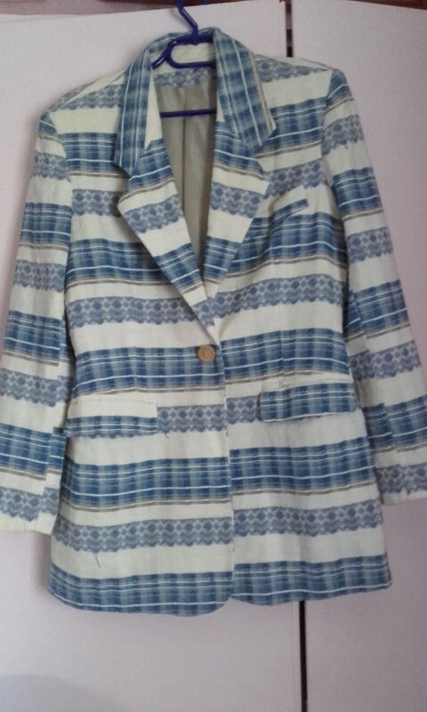 Veste bleu/blanc  rayures doubl 4 tampes (91)