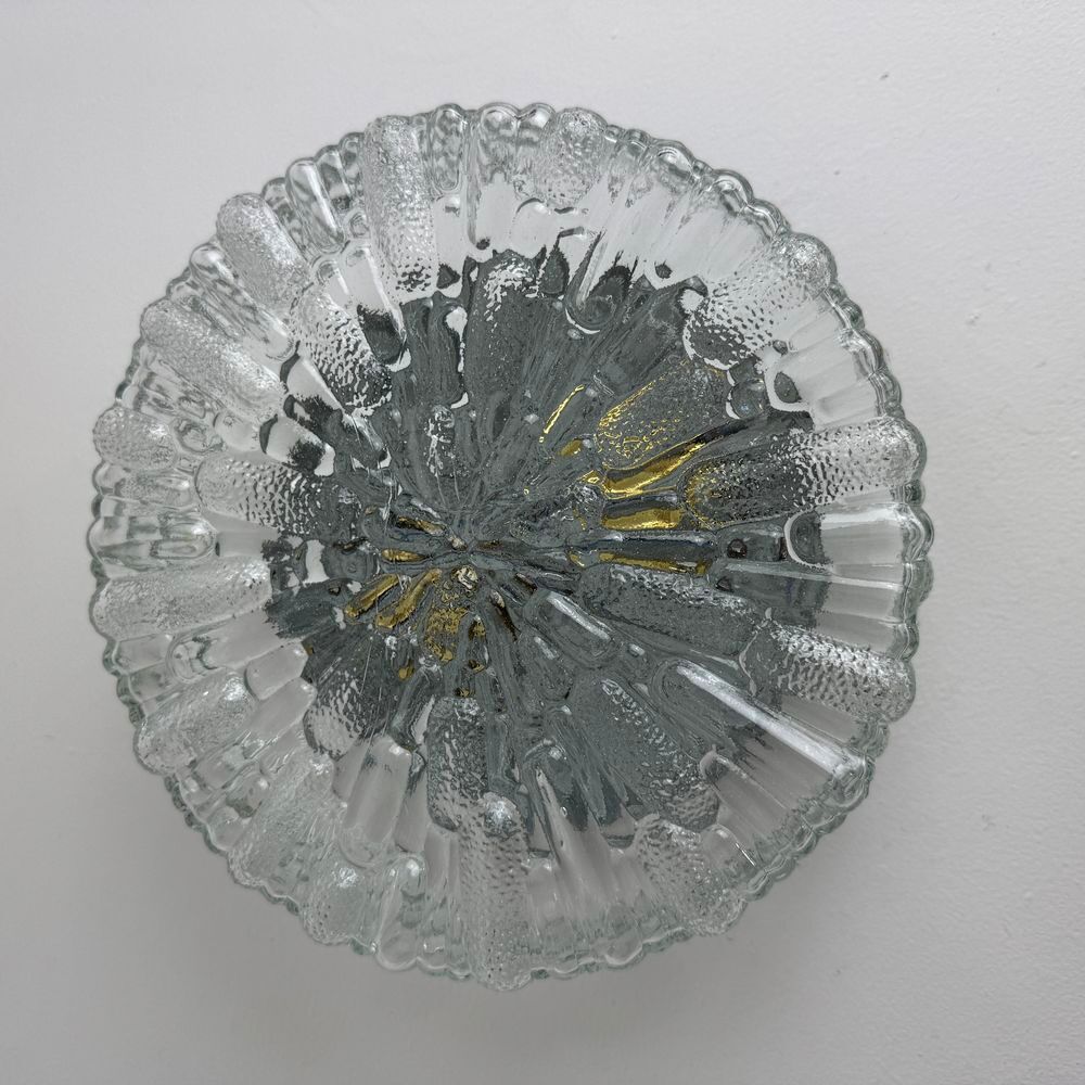 ANCIENNE APPLIQUE OU PLAFONNIER EN VERRE TEXTUR&Eacute; VINTAGE Décoration