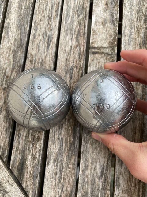 Boules de pétanque JB anciennes 720 g -  striage croisé rare - collection / joueur Aix-en-Provence (13)