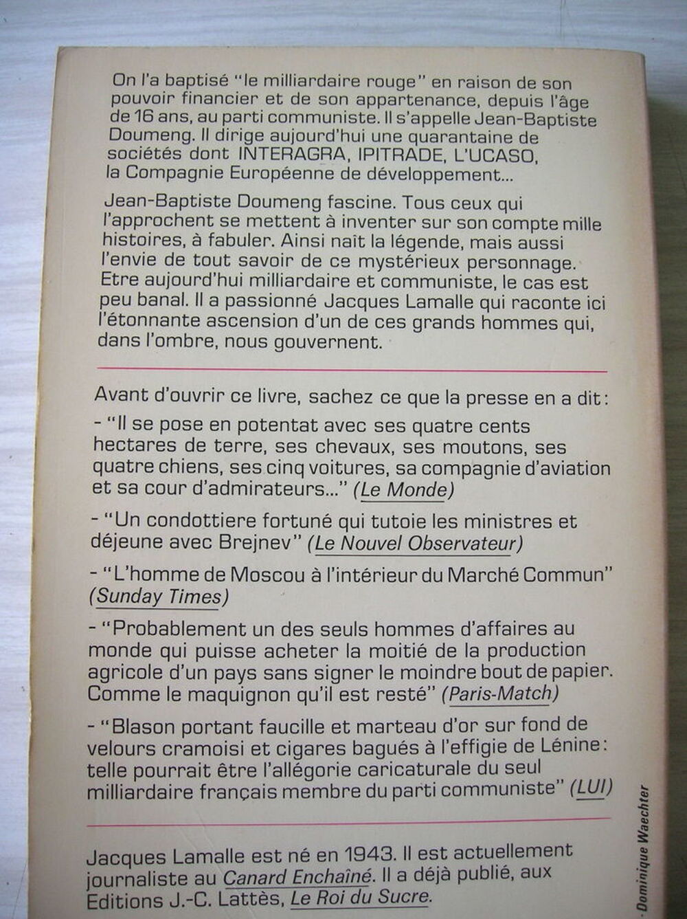 LE MILLIARDAIRE ROUGE - Jacques LAMALLE Livres et BD