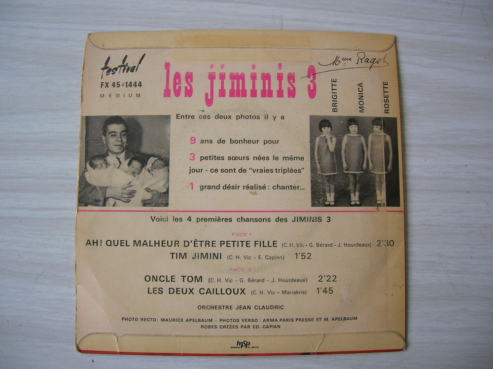 EP LES JIMINIS 3 Ah! Quel malheur d'&ecirc;tre petite fille CD et vinyles